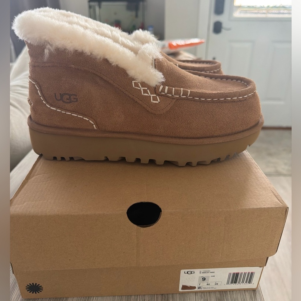 UGG Brown Shearling Lined Slippers